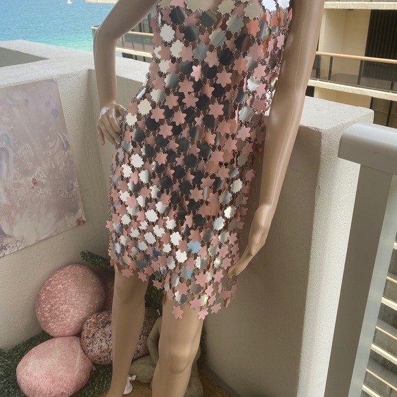 Paco Rabanne silver and pink star dress small - Picture 2 of 9